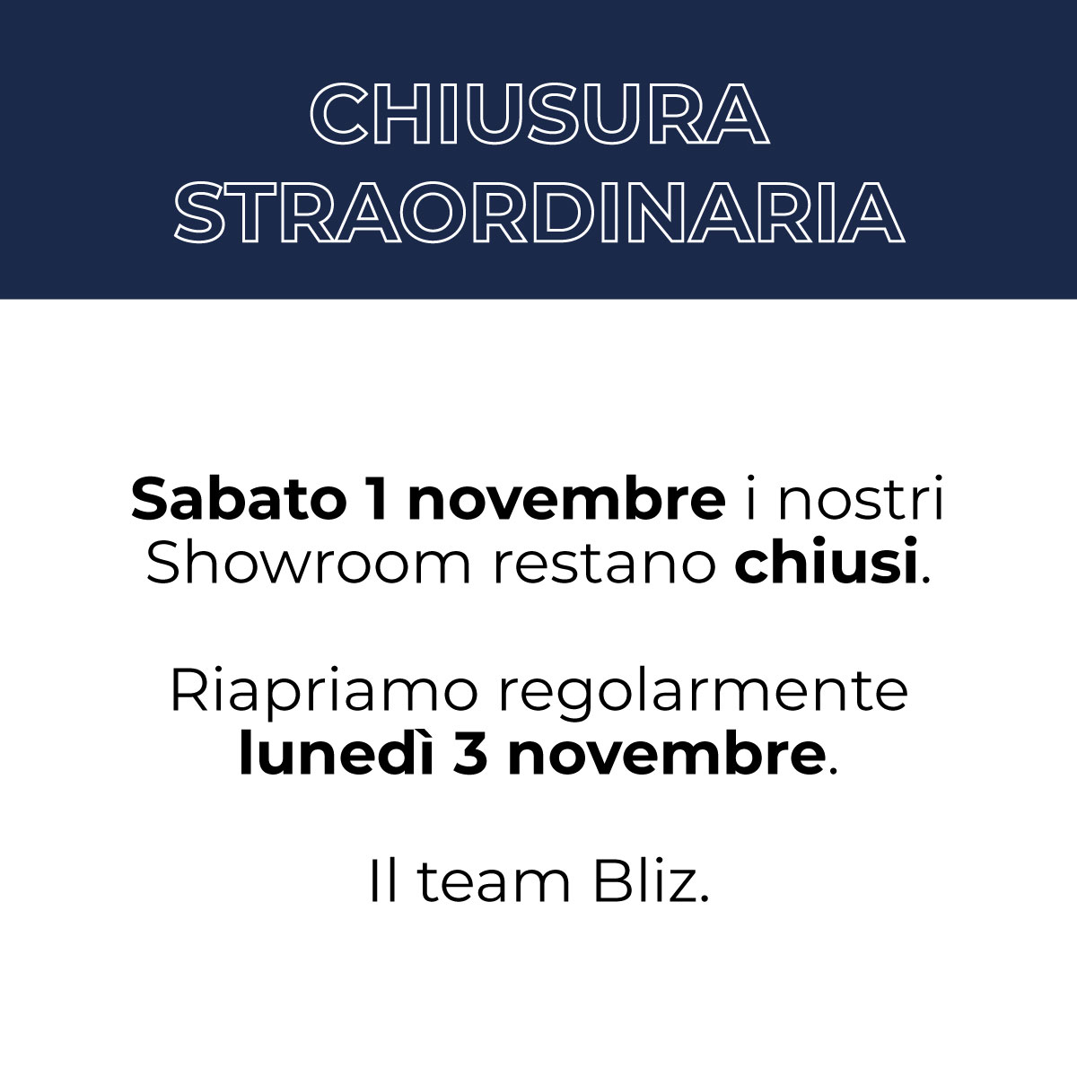 Chiusura 1 Novembre