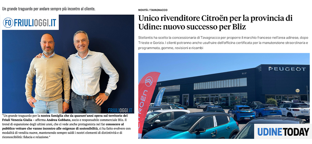 Bliz diventa l'unico rivenditore Citroën per la provincia di Udine: un altro grande successo per la nostra azienda!