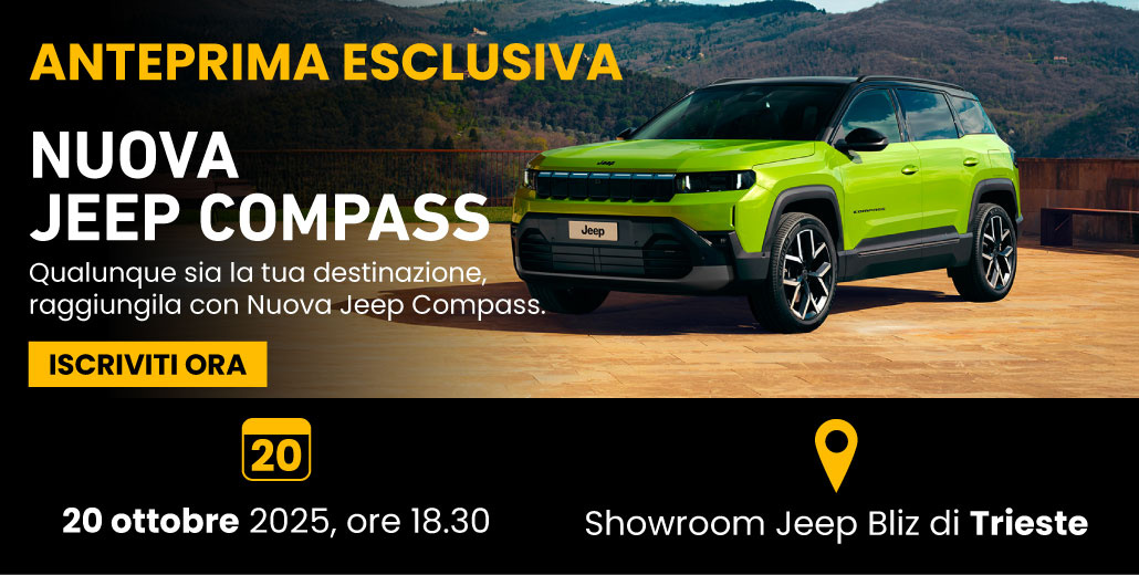 Lunedì 20 ottobre, scopri in anteprima esclusiva la Nuova Jeep Compass!