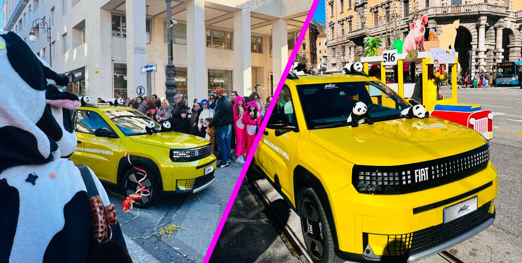 Carnevale di Trieste 2026: la Grande Panda guida la sfilata.