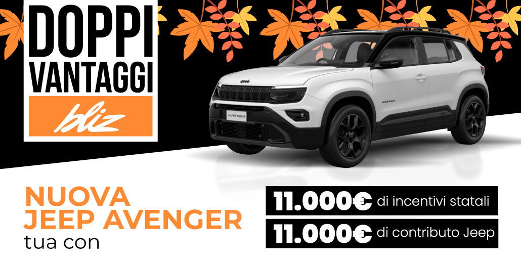 NUOVA JEEP AVENGER | TUA CON 11.000€ DI INCENTIVI STATALI E 11.000€ DI INCENTIVI JEEP